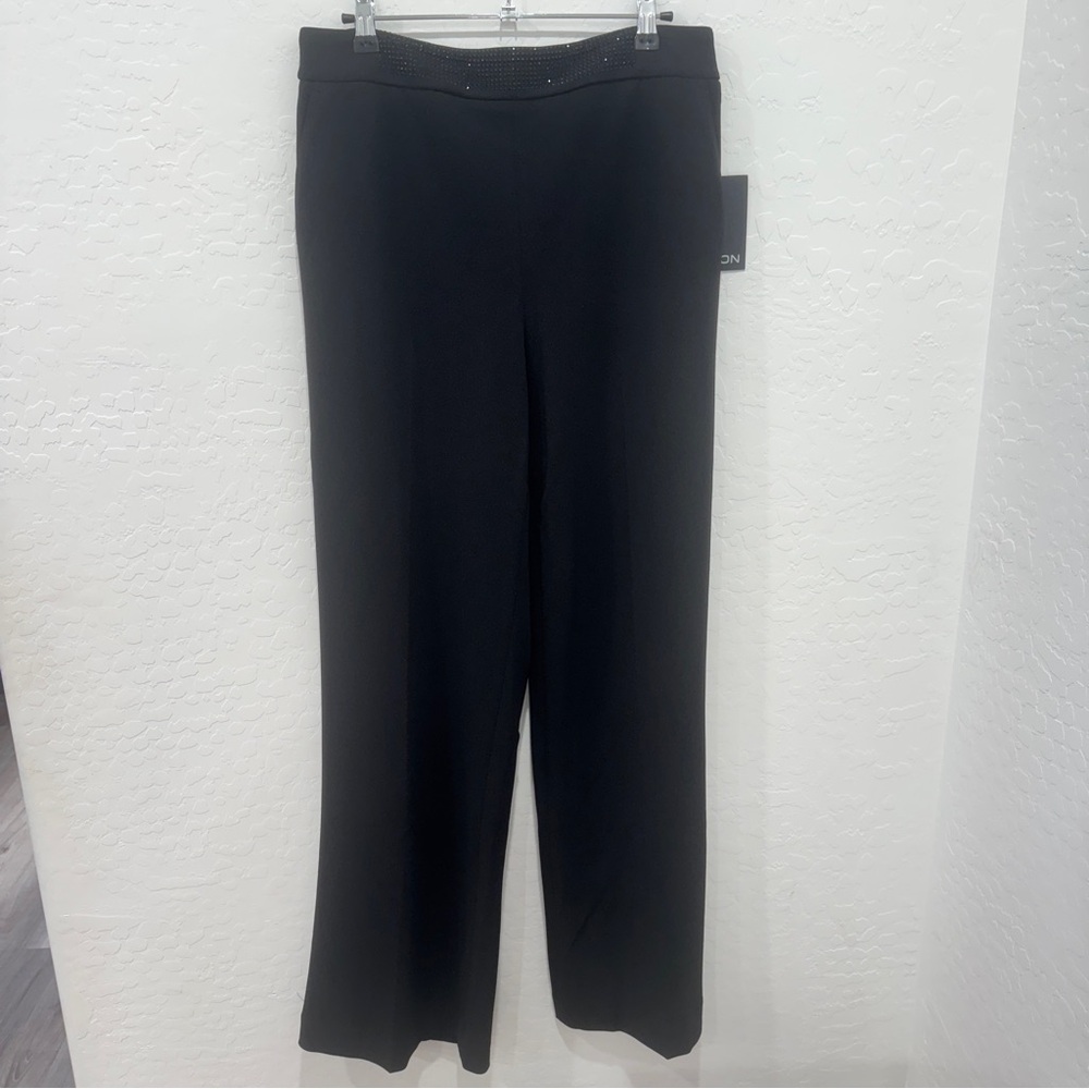 Halston Black Trousers Womens Small Embellished Office Business Casual